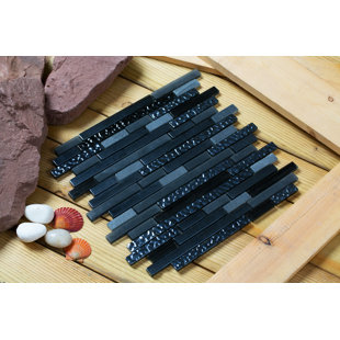 MIRRELLA Fara Random Sized Glass Linear Mosaic Wall & Floor Tile