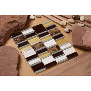 MIRRELLA Tallia Random Sized Natural Stone/Metal Glass Random Mosaic Wall & Floor Tile