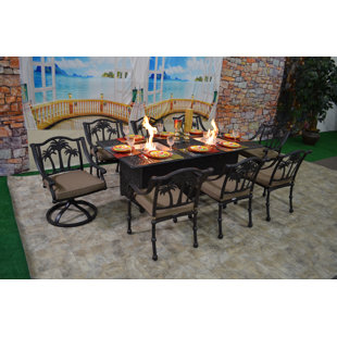 BAYOU BREEZE Keefe 8 - Person Rectangular Outdoor Dining Set with Cushions
