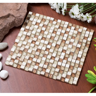 MIRRELLA Mesh Pess 12" Natural Stone/Glass Grid Mosaic Wall & Floor Tile
