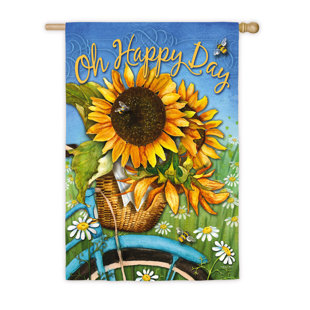 EVERGREEN FLAG & GARDEN Happy Day Sunflowers 2-Sided Polyester 43 x 29 in. Garden Flag