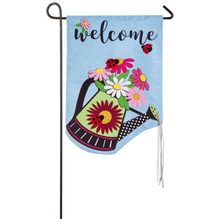 EVERGREEN FLAG & GARDEN Watering Can Welcome 2-Sided Polyester 22 x 13 in. Garden Flag