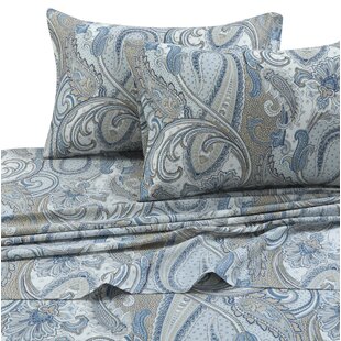 TRIBECA LIVING 100% Cotton Sateen Paisley Sheet Set