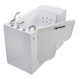 ELLA WALK IN BATHS Wheelchair Transfer 30"x52" Acrylic Hydro Massage Walk-In Bathtub with Fast Fill Faucet