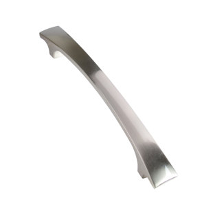 South Main Hardware Modern Curved Bar Cabinet Pull, 6.38" Length (5" Hole Center), Satin Nickel (Set of 10)