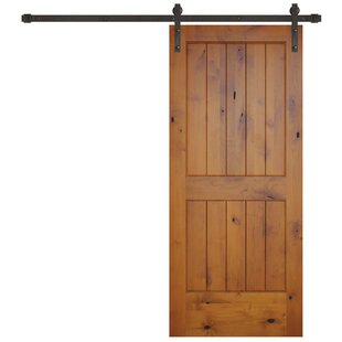 CREATIVE ENTRYWAYS Paneled Wood Finish Barn Door with Installation Hardware Kit