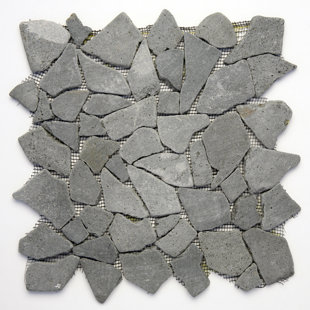 SOLISTONE Decorative Pebbles Random Sized Interlocking Mesh Tile in Java Black