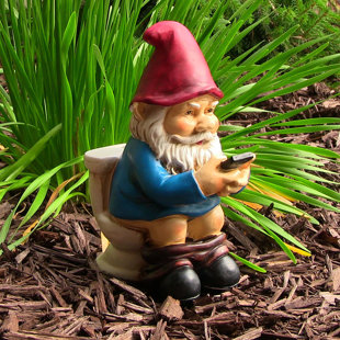 SUNNYDAZE DECOR 9.5" Cody on the Throne Reading His Phone Garden Gnome Outdoor Lawn Statue