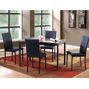 HAZELWOOD HOME Della 5 - Piece Faux Marble Top Dining Set