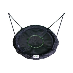 M&M Sales Enterprise Adventure Fabric Black Disc Swing Saucer Seat, Ropes with Mounting Hangers and Chains