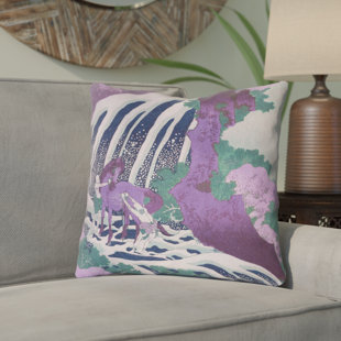 ARTVERSE Katsushika Hokusai Cotton Reversible Throw Pillow