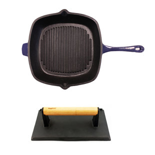 BergHOFF Neo Cast Iron 2 Piece Grill Pan & Bacon Steak Press Set