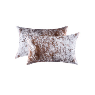 ERUG OUTLET Leather/Suede Reversible Throw Pillow (Set of 2)