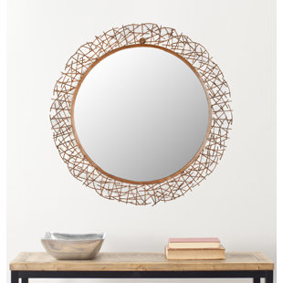 MISTANA Ilasha Round Framed Wall Mounted Accent Mirror in Burnt Copper