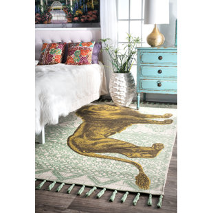 THOMAS PAUL Hand Flat Woven Cotton Green/Yellow Area Rug