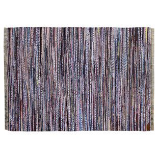 LATITUDE VIVE Shelbyville Striped Hand Woven Flatweave Pink/Black Area Rug