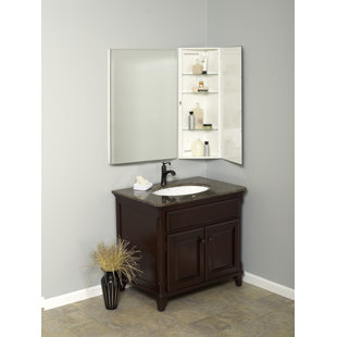 ZENITH PRODUCTS 9.94'' W 36'' H Surface Frameless Medicine Cabinet with Mirror and Adjustable Shelves
