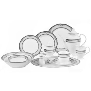 LORREN HOME TRENDS 57 Piece Porcelain China Dinnerware Set - Service for 8