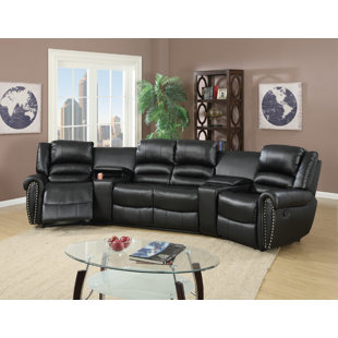 DARBY HOME CO Faux Leather Home Theater Seating with Cup Holder
