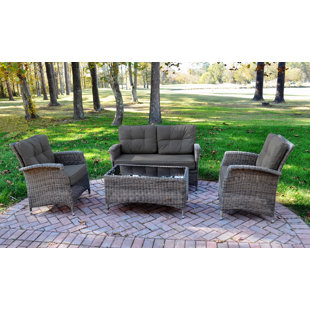KETTLER USA Lakena Wicker 4 - Person Outdoor Seating Group with Sunbrella Cushions