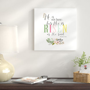 WINSTON PORTER He Is Risen On Canvas Textual Art