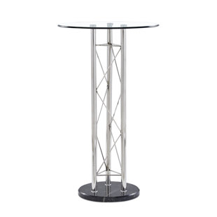ORREN ELLIS Trypimeni Round Glass Top Metal Base Dining Table