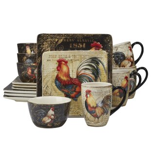 Certified International Gilded Rooster 16 Piece Dinnerware Set, Service for 4