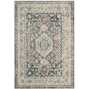 BUNGALOW ROSE Dostie Oriental Gray/Blue Area Rug