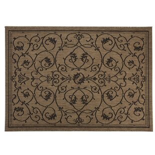 PLOW & HEARTH Veranda Scroll Brown Indoor/Outdoor Area Rug