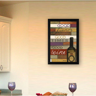 TRENDY DECOR 4U Good Wine Framed Wall Art for Living Room, Home Wall Decor Framed Print By Marla Rae