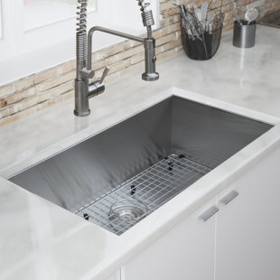 TICOR SINKS Zero Radius 32'' L Undermount Single Bowl Stainless Steel Kitchen Sink