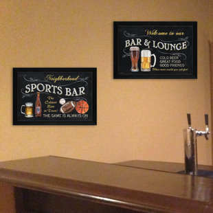 TRENDY DECOR 4U Sports Bar Framed On Paper 2 Pieces by Debbie DeWitt Print