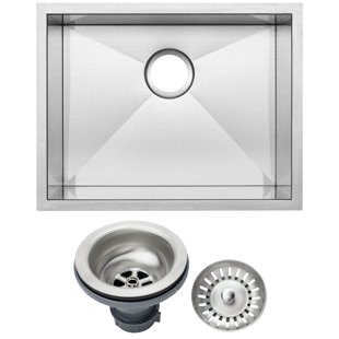 TICOR SINKS Zero Radius 22.5'' L Undermount Single Bowl Stainless Steel Kitchen Sink