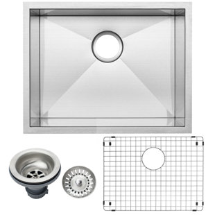 TICOR SINKS Zero Radius 22.5'' L Undermount Single Bowl Stainless Steel Kitchen Sink