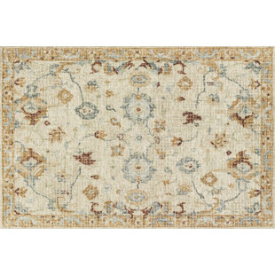 BIRCH LANE™ Millbank Handmade Hand Hooked Wool Ivory/Rust/Yellow/Blue Rug