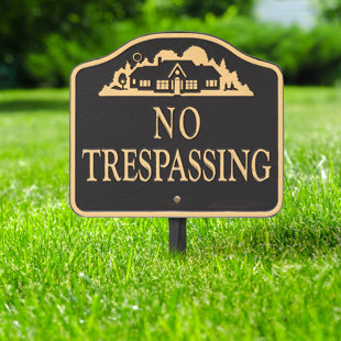 WHITEHALL PRODUCTS No Trespassing Sign Cast Aluminum - Wall or Lawn Mounting
