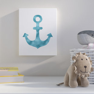 SUNSIDE SAILS Blue Foil Anchor Print on Canvas