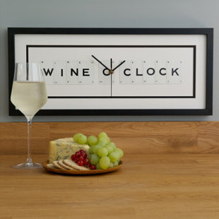 HAPPY LARRY 'Wine O Clock Typography' Framed Textual Art on Wood