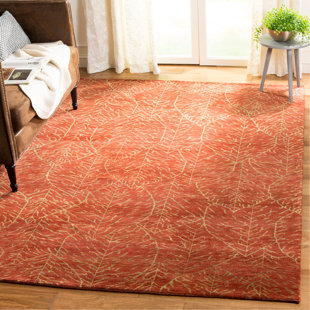 MARTHA STEWART RUGS Hand-Knotted Wool Floral Area Rug in Red