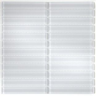 ITONA TILE Geneva Straight-Joint 1" x 6" Glass Mosaic Tile in Classic Solid Ice White