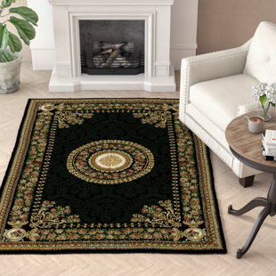 LAUREL FOUNDRY MODERN FARMHOUSE® Gossard Floral Black Area Rug
