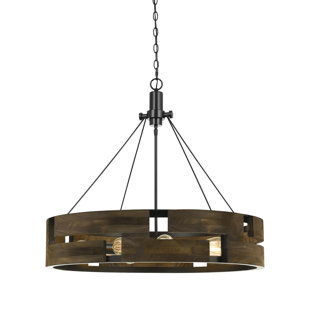 WILLISTON FORGE Eastman 9 - Light Wood Drum Chandelier