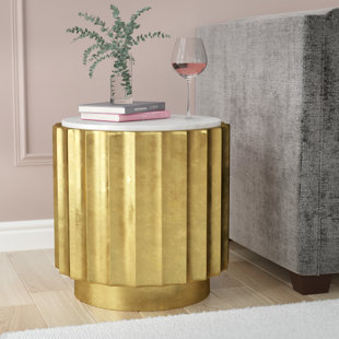 EVERLY QUINN Mycha Marble Top Drum End Table