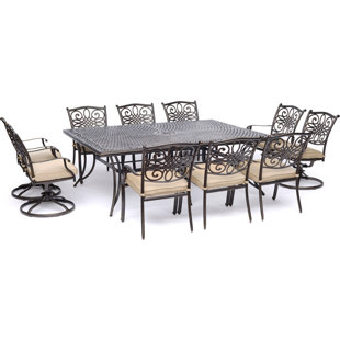 ASTORIA GRAND Covington 10 - Person Rectangular Outdoor Dining Set with Cushions