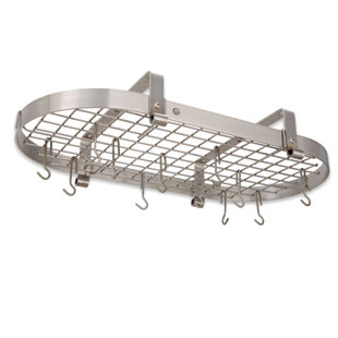 ENCLUME Handcrafted 37" Low Ceiling Oval Pot Rack with 18 Hooks