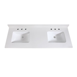 AVANITY Quartz 61'' Stone Double Vanity Top with Sink and 3 Faucet Holes
