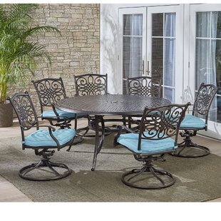 ASTORIA GRAND Ricard Round 6 - Person 60'' Long Aluminum Dining Set with Cushions