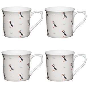 KITCHENCRAFT Puffin Bone China Mug (Set of 4)