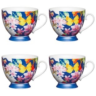 KITCHENCRAFT Butterfly Bone China Mug (Set of 4)