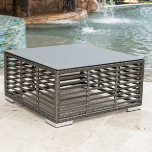 PANAMA JACK OUTDOOR Graphite Square Glass Outdoor Coffee Table